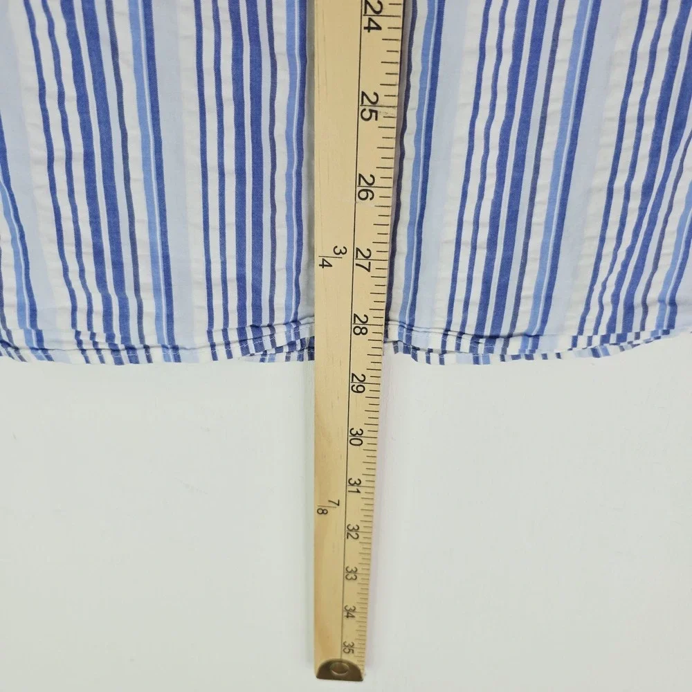 Polo Ralph Lauren Classic Fit RL Untucked Men Large Blue White Stripe Short Slee